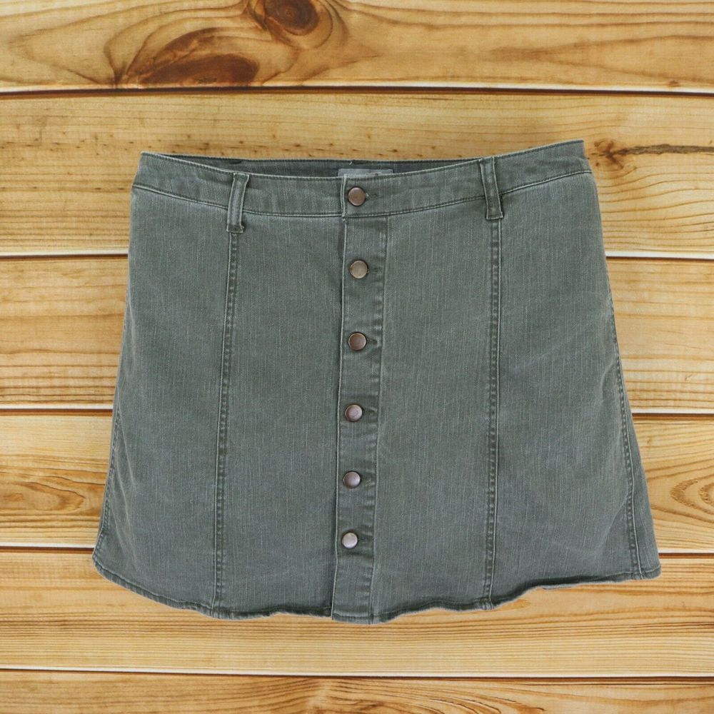 Falls Creek Denim Skirt Womens Size 18 Green Cotton‎ Blend A-Line Stretch